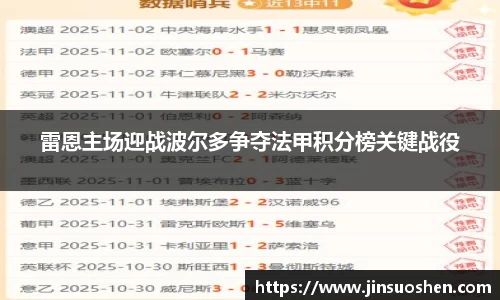 雷恩主场迎战波尔多争夺法甲积分榜关键战役